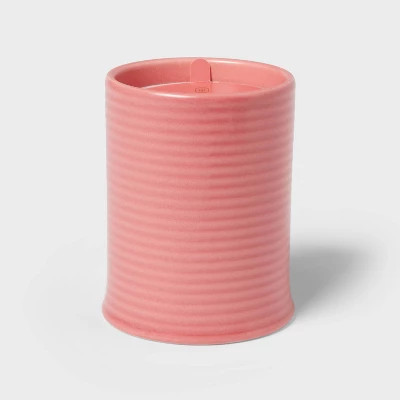 14oz Ceramic Ribbed Jar Candle Fresh Strawberry and Hibiscus - Threshold™ | Target