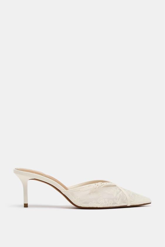 EMBROIDERED MESH HEEL SANDALS | Zara UK