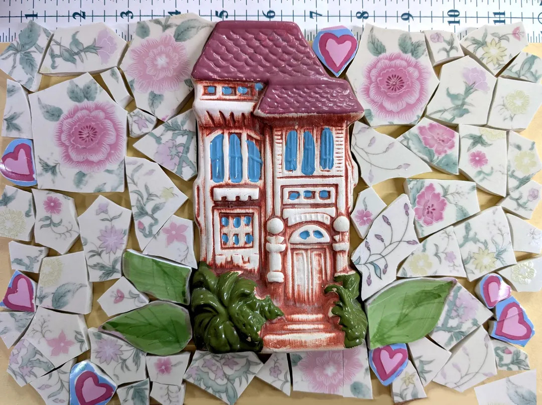 Victorian House Secret Garden - Hand Cut Broken Plate Mosaic Tiles - Etsy | Etsy (US)