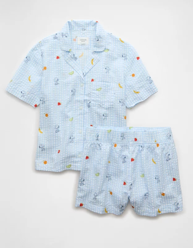 AE Snoopy Fruit Seersucker PJ Set | American Eagle Outfitters (US & CA)