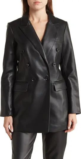 Faux Leather Double Breasted Blazer | Nordstrom Rack