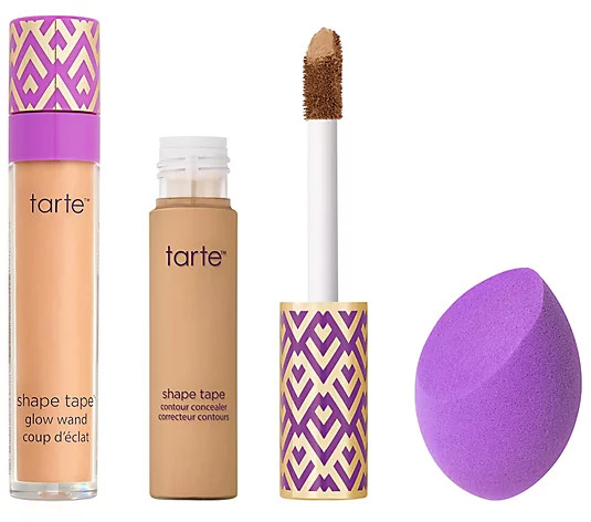 tarte Shape Tape Concealer, Glow Wand, and Sponge - QVC.com | QVC