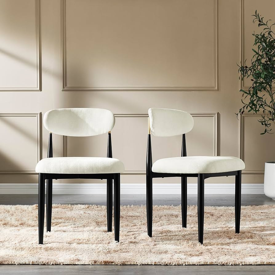Morden Fort Dining Chairs Set of 2, Upholstered Chenille Dining Room Chairs with Black Metal Legs... | Amazon (US)