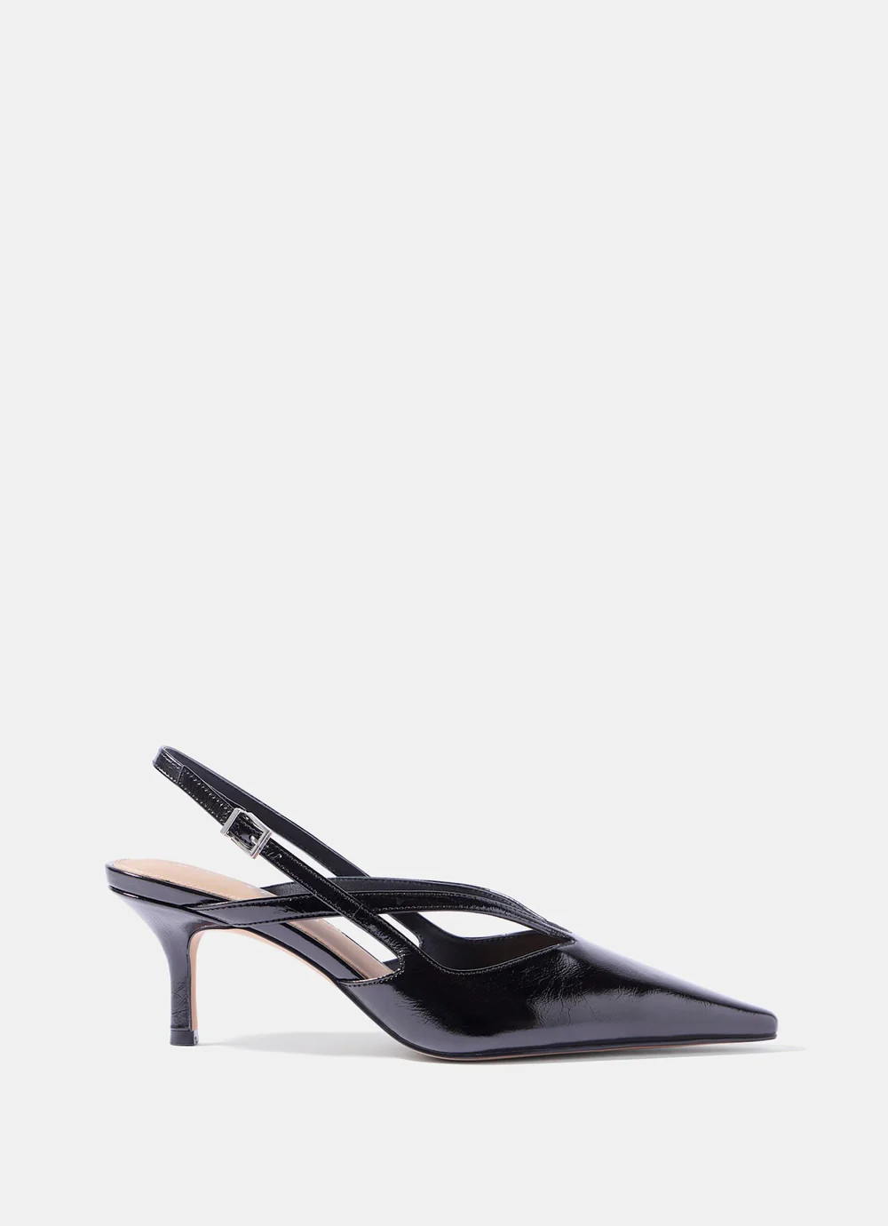 Bianca Black Patent Leather Slingback Heels | Mint Velvet