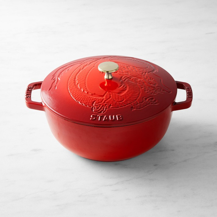 Staub Enameled Cast Iron Essential French Oven with Dragon Lid, 3 3/4-Qt., Cherry | Williams-Sonoma