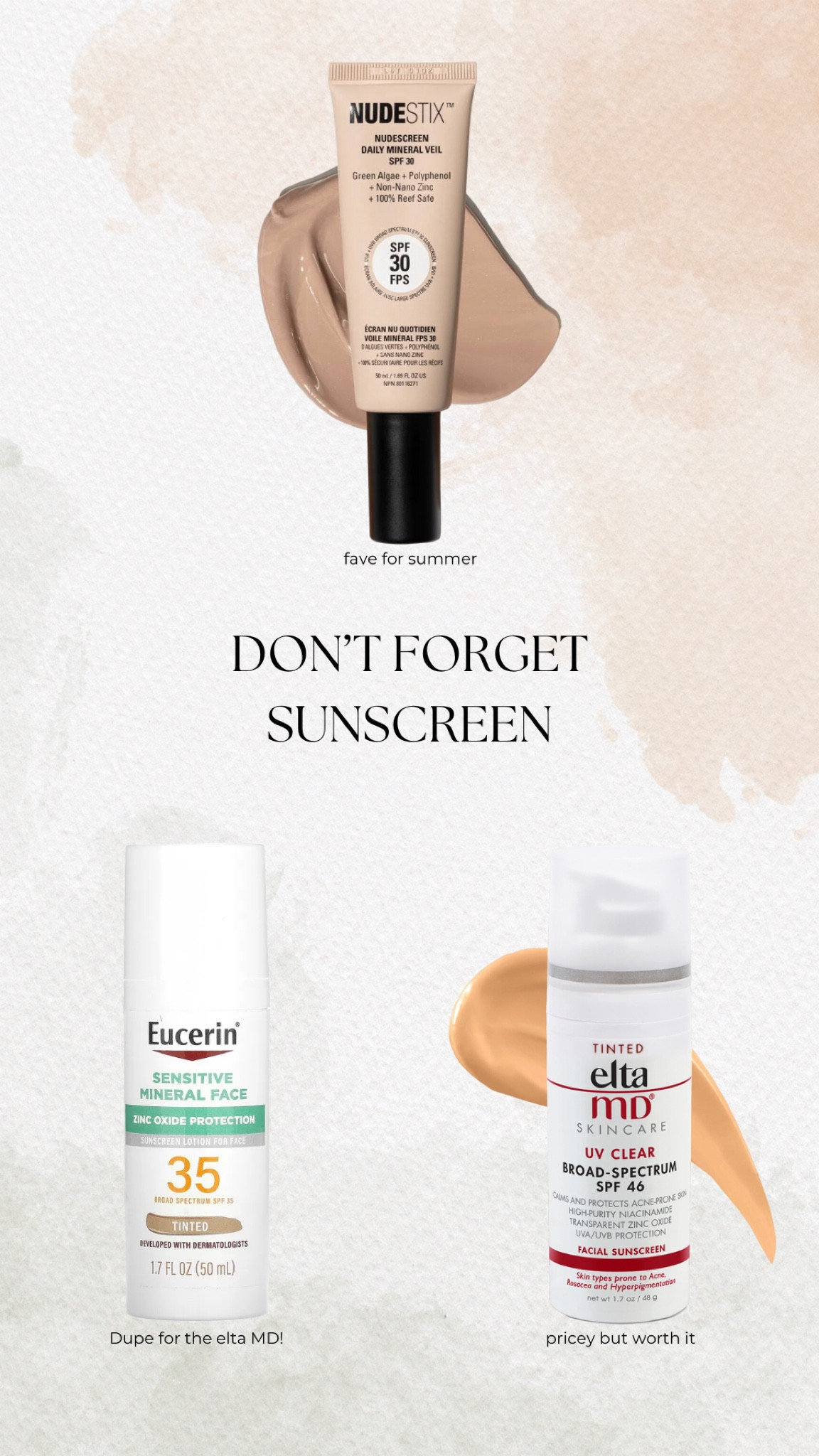 One splurge, one budget friendly, and one fave! DO NOT forget your sunscreen! 🫡☀️

#LTKMostLoved #LTKfindsunder50 #LTKbeauty