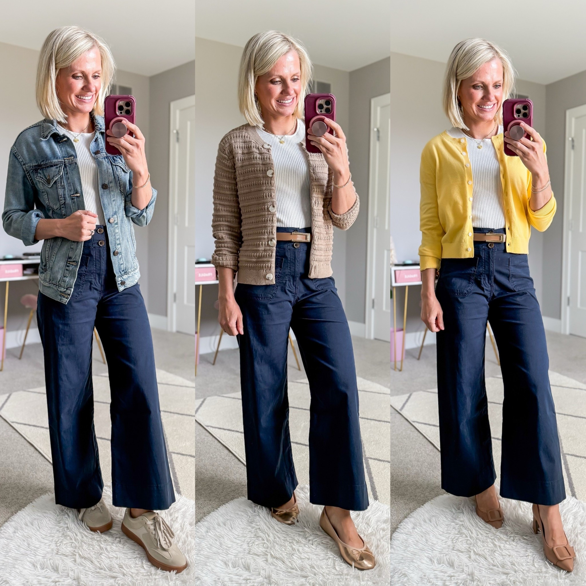 Teacher outfits with navy pants! Pants- 0 || top- small || denim jacket- xsmall || tan cardigan- small || yellow cardigan- smalll

#LTKWorkwear #LTKStyleTip #LTKPetite