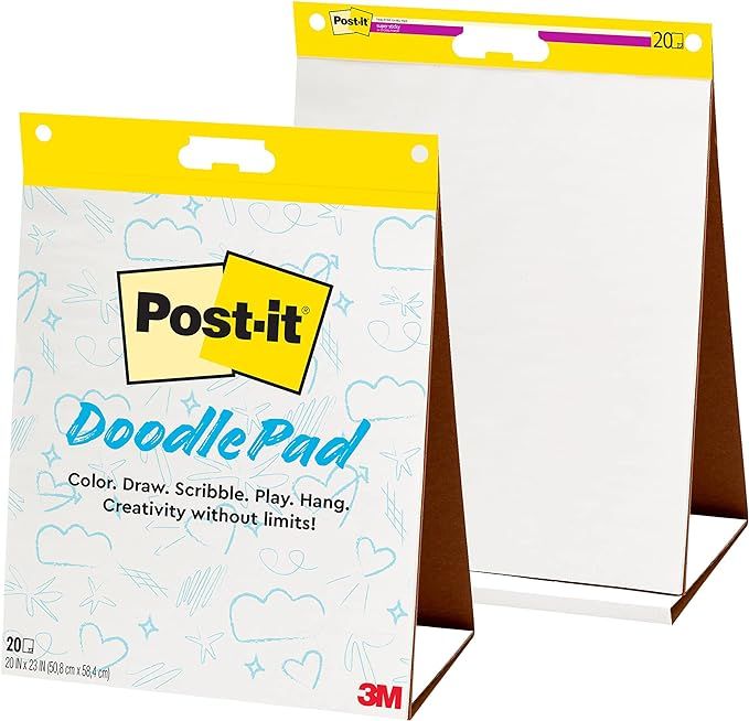 Post-it Doodle Pad, Portable Art Easel, Self-Stick Tabletop Easel Pad, 20 in x 23 in, 20 Sheets/P... | Amazon (US)