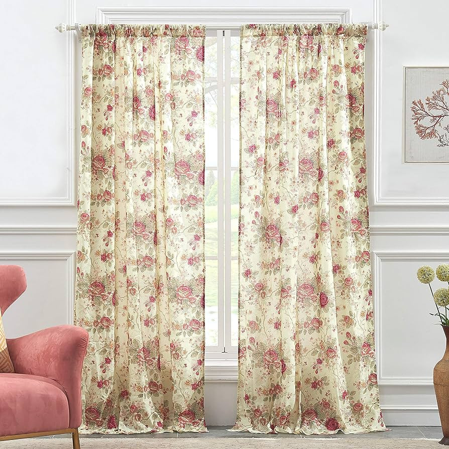Greenland Home Antique Rose Curtain Panel Pair, 42 x 84 inches, Multi Color | Amazon (US)
