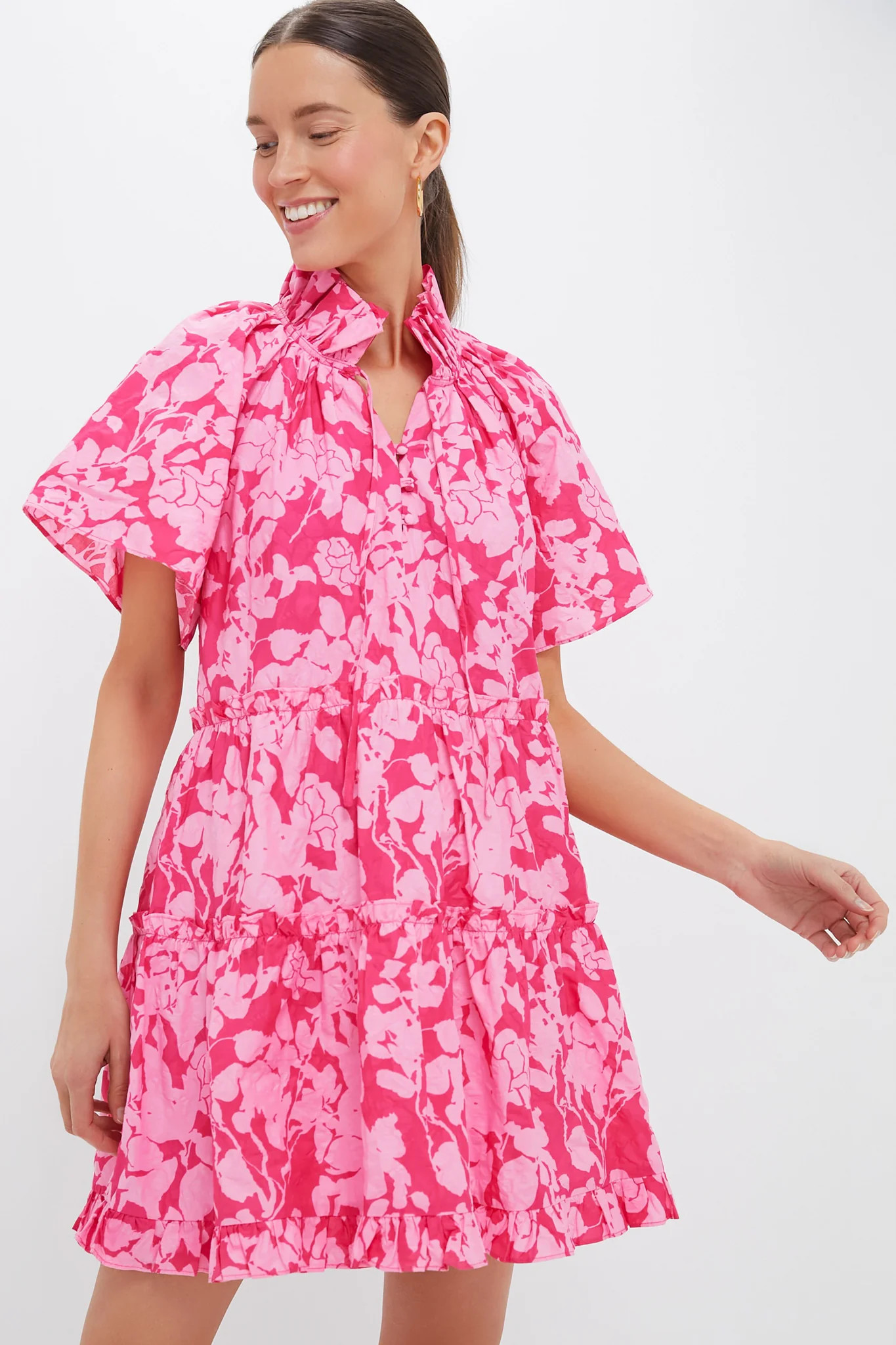 Pink Textured Floral Thea Mini Dress | Tuckernuck (US)
