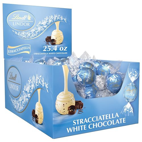Lindt LINDOR Stracciatella White Chocolate Candy Truffles, Chocolates with Smooth, Melting Truffle Center, 25.4 oz., 60 Count | Amazon (US)