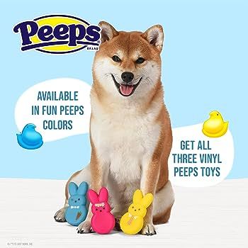 Peeps for Pets 3 Piece Dress-Up Bunnies Vinyl Dog Toys Yellow, Pink, Blue 4 inch Plastic Squeaky ... | Amazon (US)