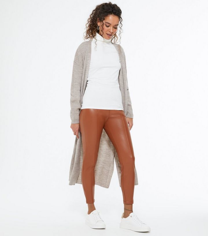 Petite Rust Seamed Leather-Look Leggings | New Look | New Look (UK)