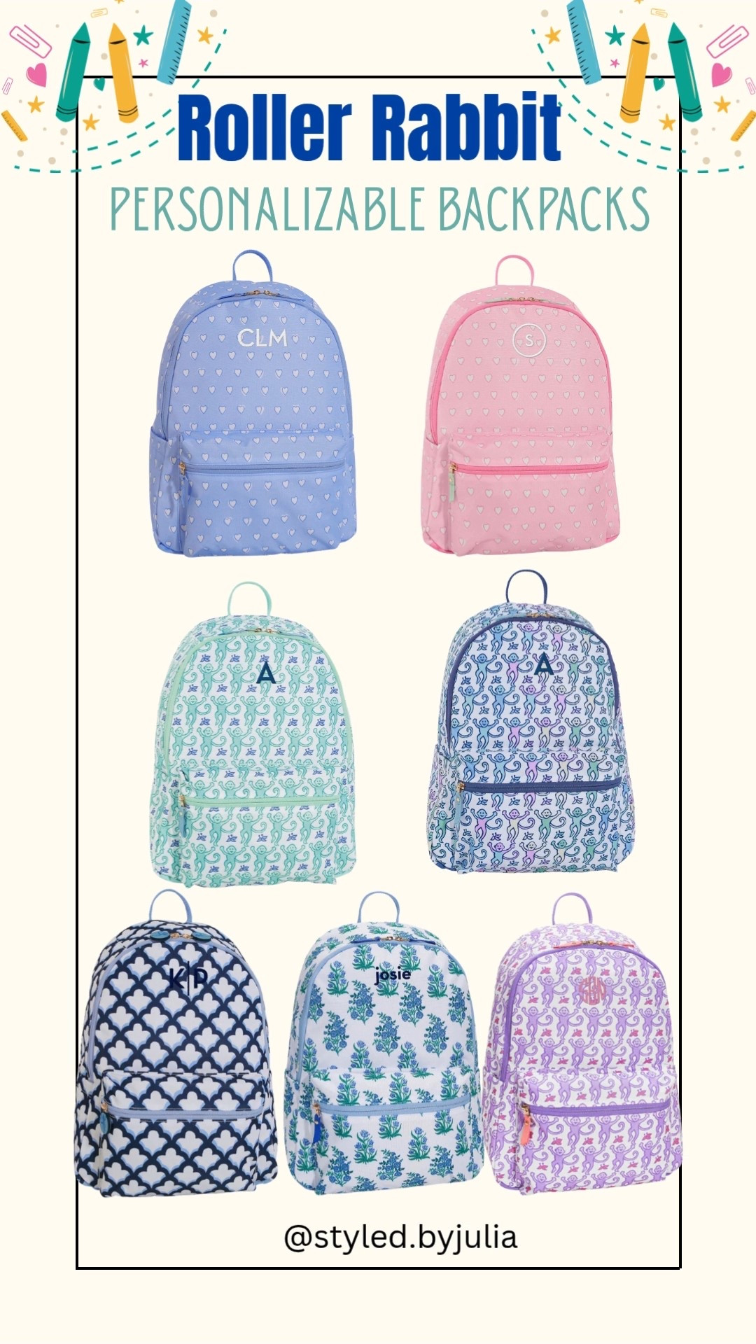 Back to school kids backpacks roller rabbit personalizable monkeys hearts travel bags

#LTKKids #LTKFamily #LTKTravel