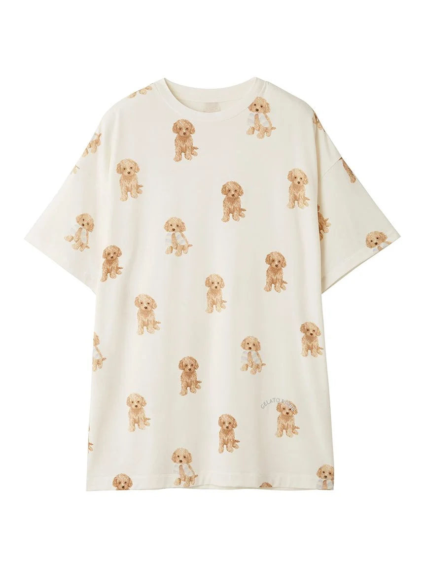 Toy Poodle Motif Oversize Lounge Shirt | Gelato Pique