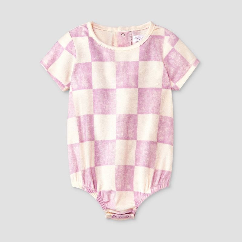 Grayson Mini Baby Checkered Terry Bubble Romper - Purple | Target