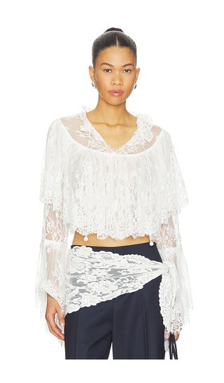 Sea Holden Embroidery Longesleeve Blouse in White. - size XL | Revolve Clothing (Global)