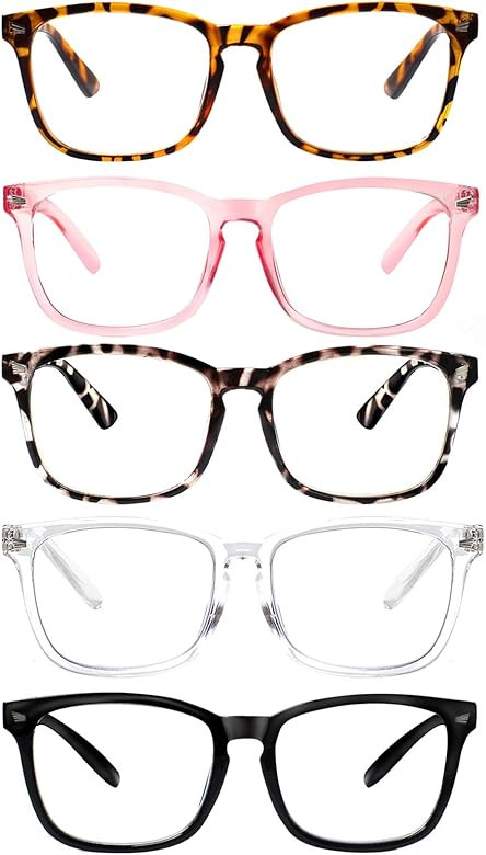 VIDEBLA 5 Pack Blue Light Blocking Reading Glasses,Spring Hinge Readers for Women Men,Anti UV Ray... | Amazon (US)