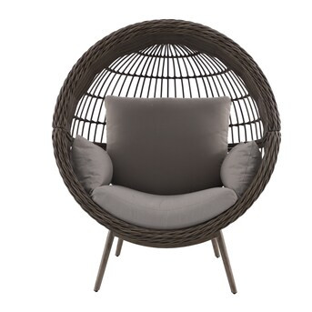 Origin 21 Dunes Wicker Brown Steel Frame Stationary Egg Chair with Tan Cushioned Seat | Lowe's