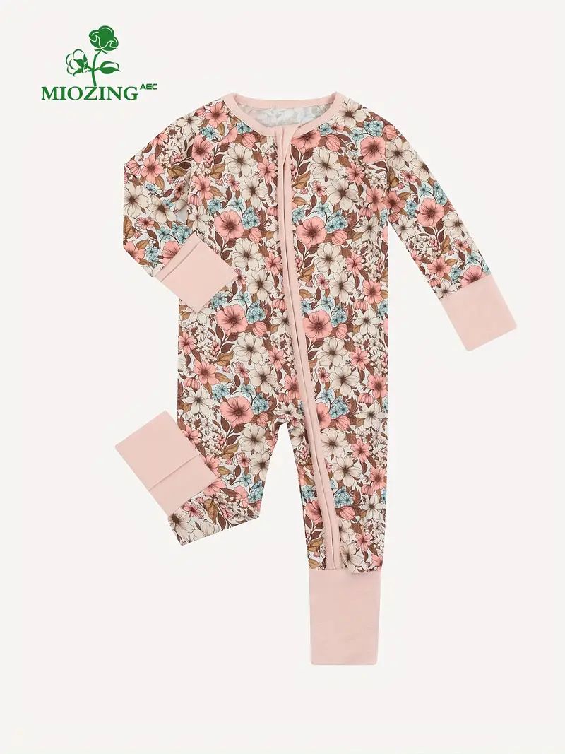 MIOZING Bamboo Fiber Bodysuit For Infants, Colorful Cartoon Flower Pattern Long Sleeve Onesie, Ba... | Temu Affiliate Program