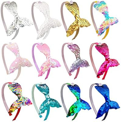 Girls Headbands Headbands for Girls Sequins Mermaid Headbands Fish Tail Headbands Hair Accessorie... | Amazon (US)