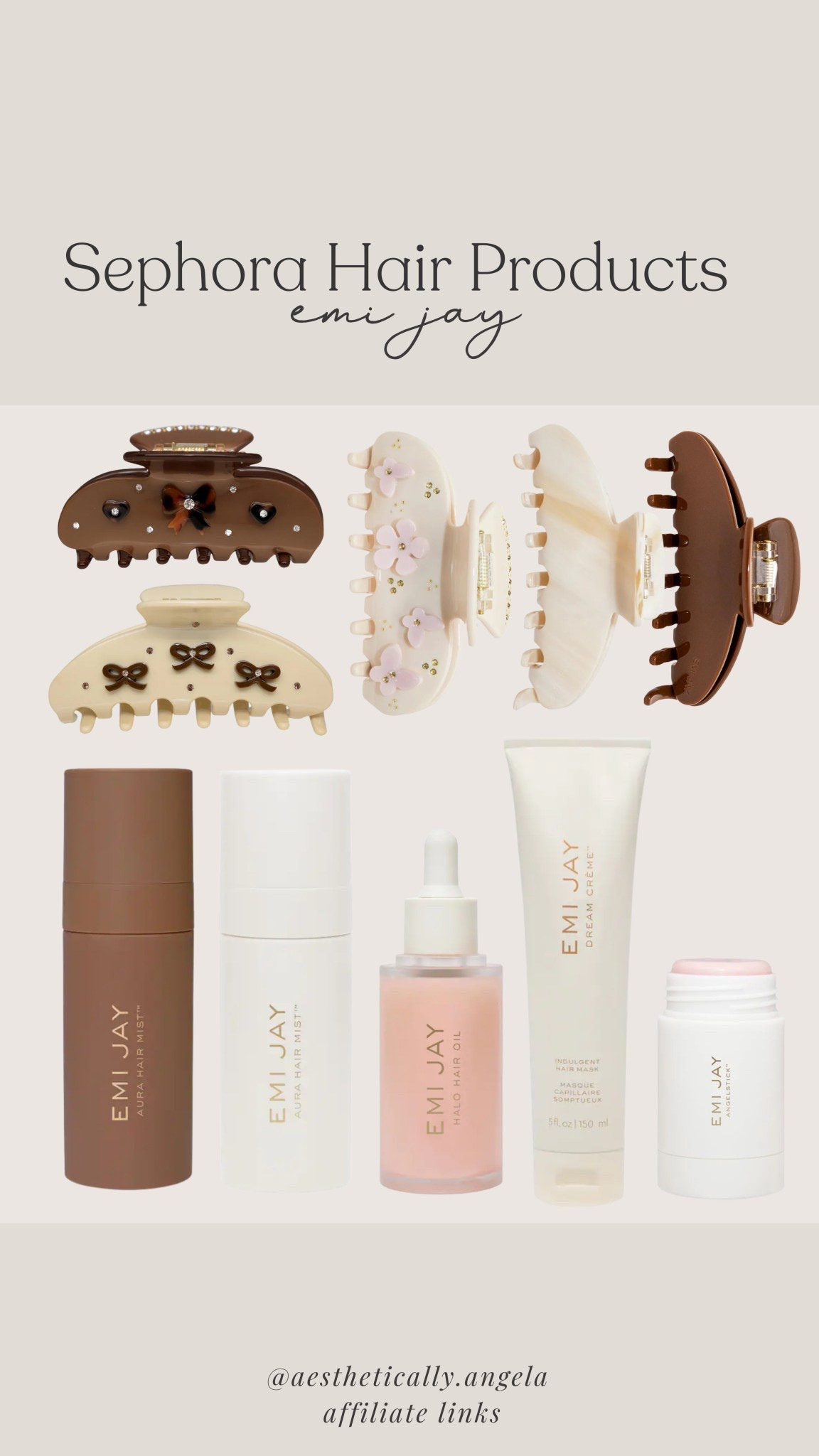 Some of my favorite Emi Jay hair care products and accessories at Sephora! 🤎🎀🤌🏻 These would make great gifts for the holiday season as well! #HolidayGiftGuide

Sephora hair care, Emi Jay hair, claw clips, Holiday Gift Guide 

#LTKHoliday #LTKBeauty #LTKGiftGuide