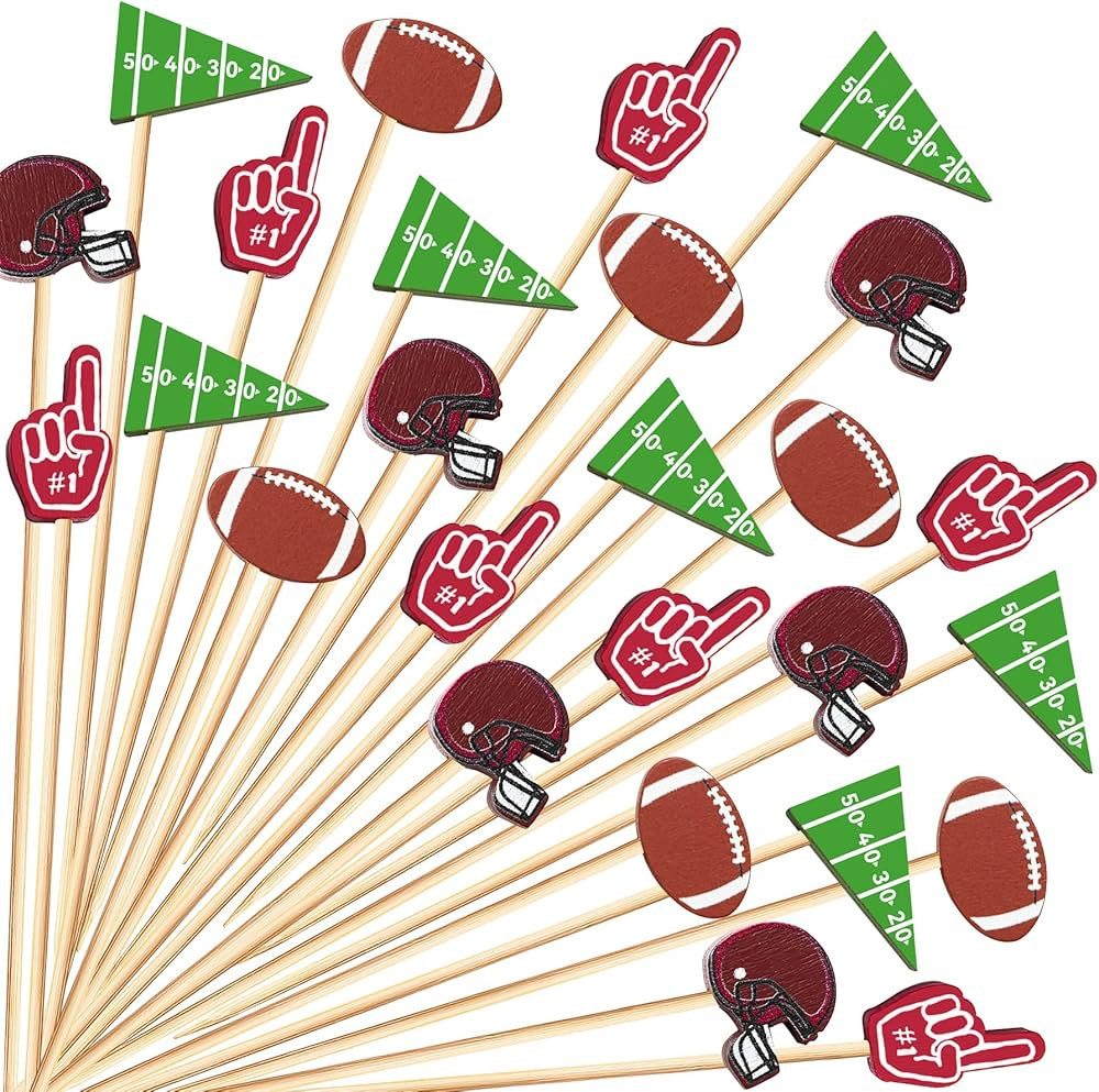 100 Pcs Football Cocktail Picks 4.7 Inch Decorative Sports Ball Football Picks for Appetizers Fru... | Amazon (US)