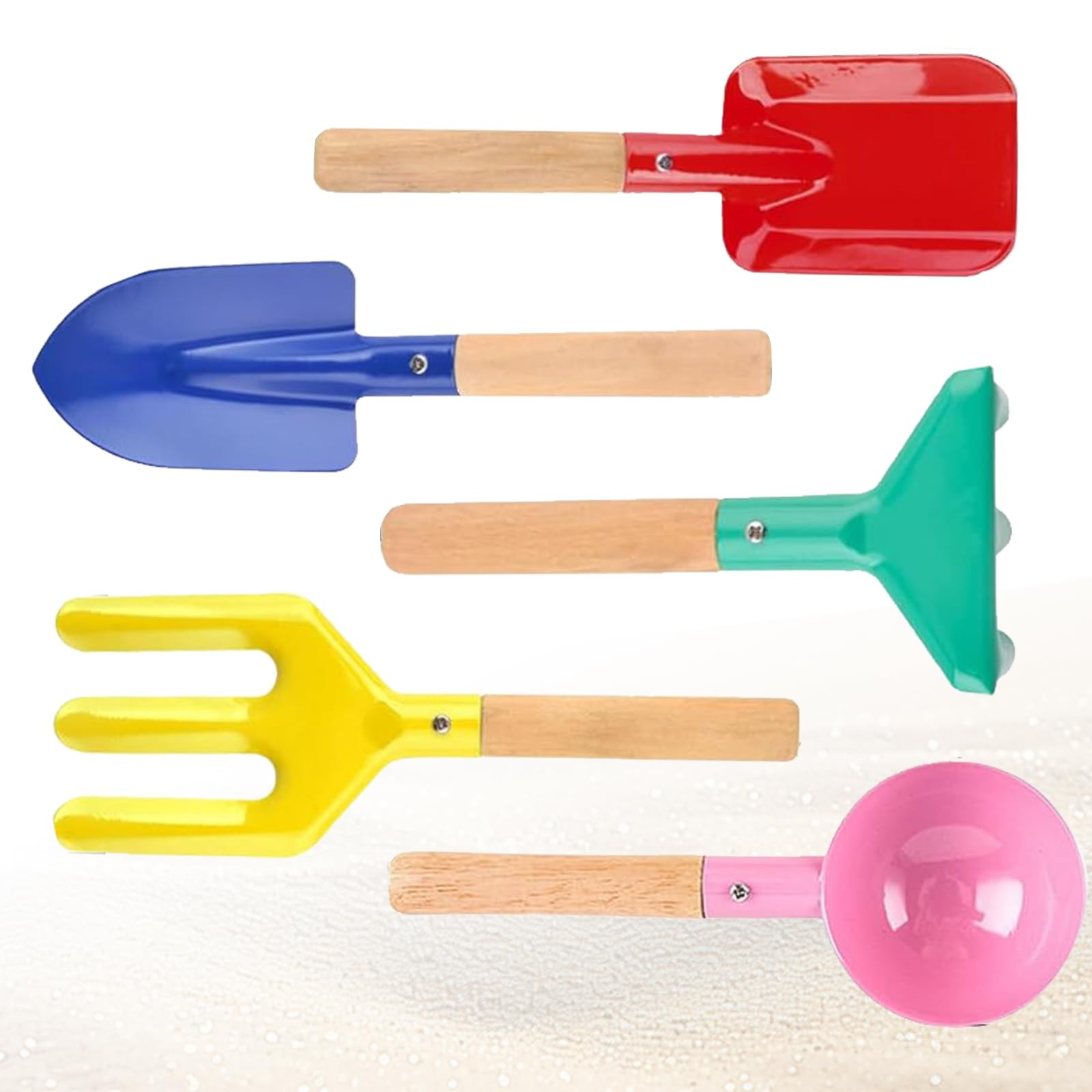Beach Toys,5 Pcs Children Beach Sandbox Toys,8'' Kids Gardening Set Metal Garden Tools with Sturd... | Amazon (US)