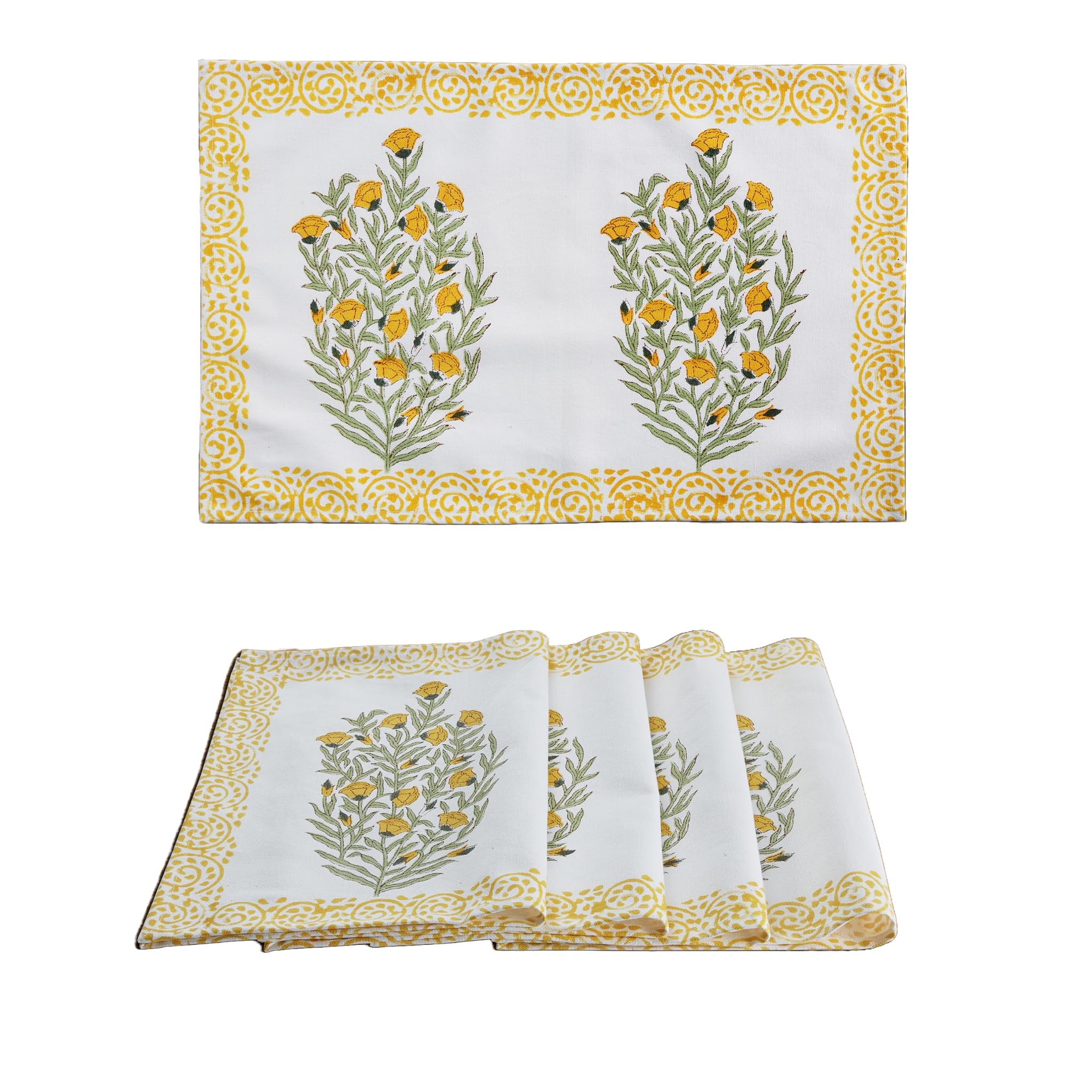 100% Cotton Cloth Placemats - Spring Block Print Collection - Boho Floral Decorations - Dining Ki... | Amazon (US)