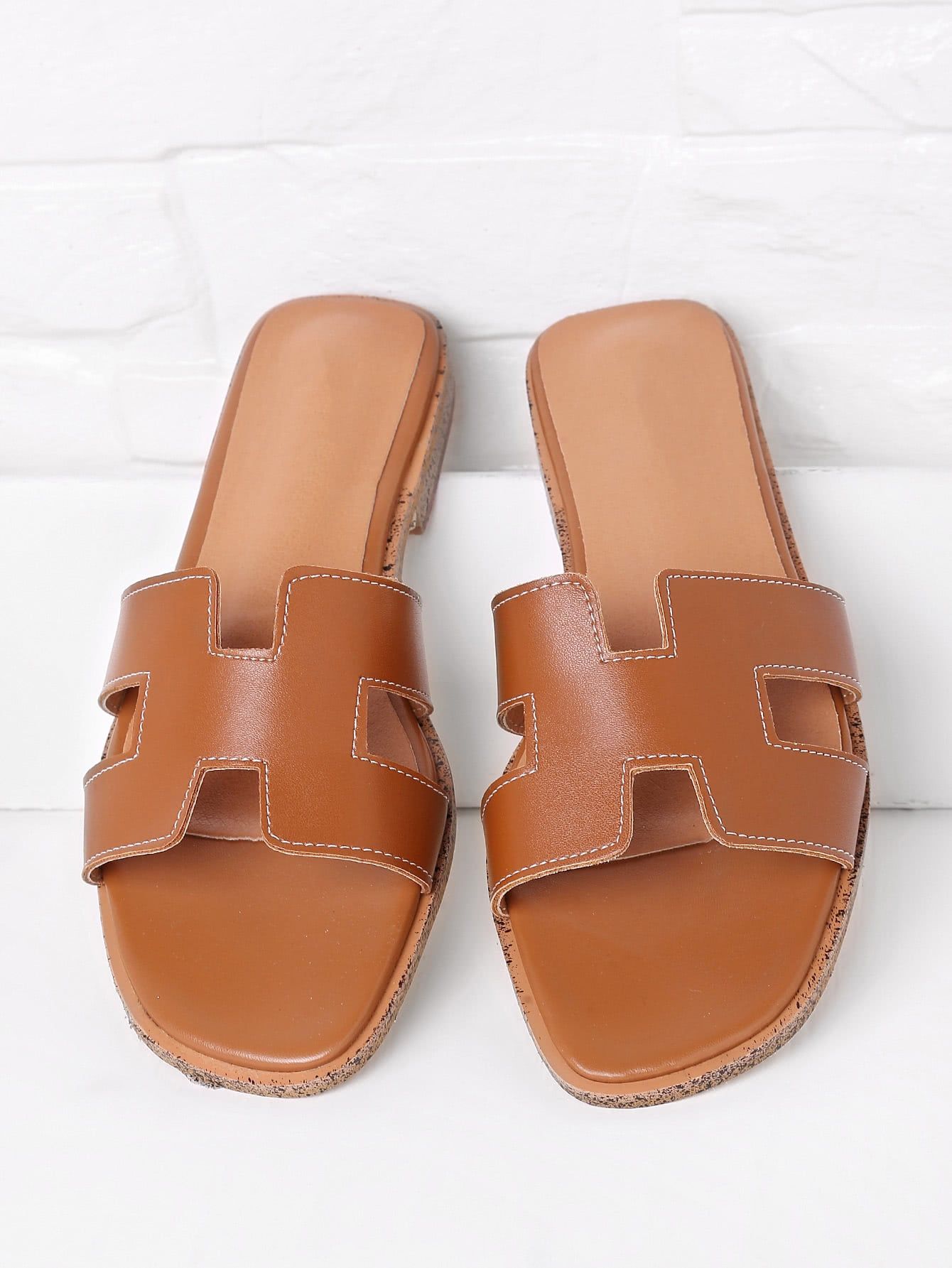 PU Cutout Design Sliders | SHEIN