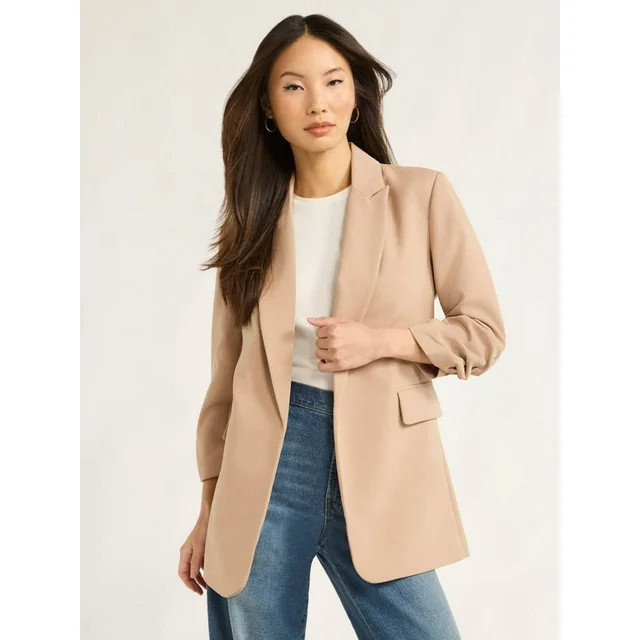Scoop Women's Ultimate Crepe Scrunch Sleeve Blazer, Sizes XS-XXL | Walmart (US)