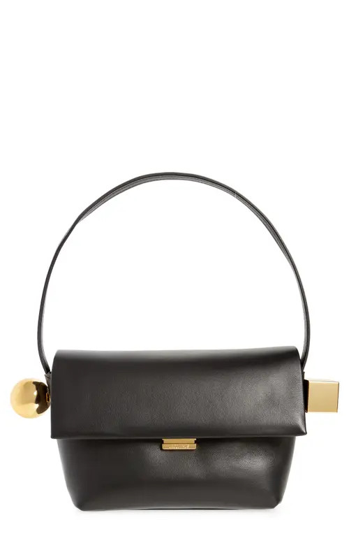 Jacquemus Le Rond Carré Leather Shoulder Bag in Black at Nordstrom | Nordstrom