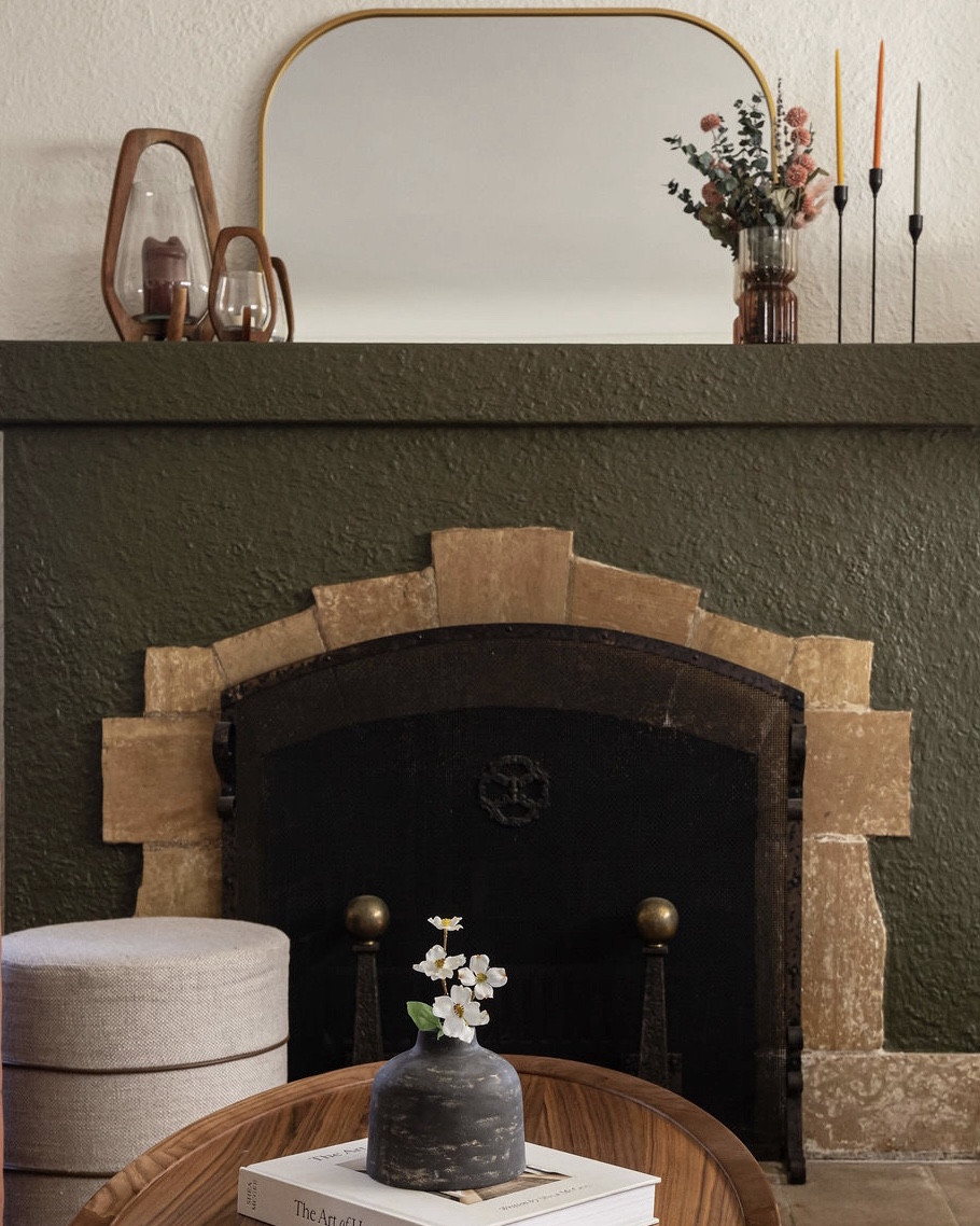 Fireplace mantel decor that won’t break the bank. This Target gold mantel mirror constantly sells out as the price and quality are a 10/10! In our #ewingrefresh project we paired with candles on either side, as well as faux florals. 💁🏼‍♀️

#LTKHome #LTKFindsUnder50 #LTKSaleAlert