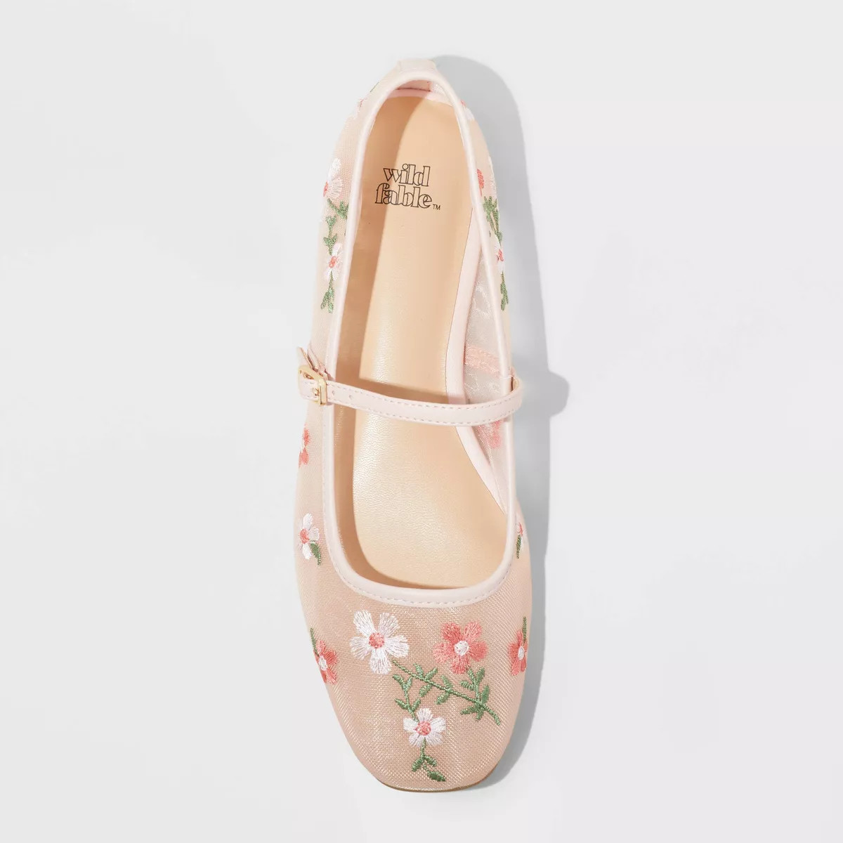 Women's Elsa Floral Mesh Mary Jane Flats - Wild Fable™ Pink | Target