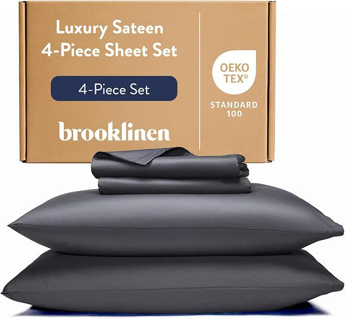 Brooklinen Luxury Percale Sheet Set - 4 Piece 100% Cotton Bed Sheets - 1 Fitted & 1 Flat Sheet, 2... | Amazon (US)
