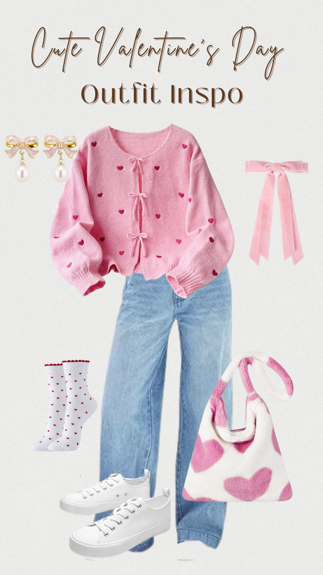 Cute Valentine’s Day outfit inspo 💕
Sweet details, comfy denim, and heart accents. Perfect for a casual date, brunch, or Galentine’s plans. Everything linked ✨ 

 #LTKU #LTKFindsUnder50