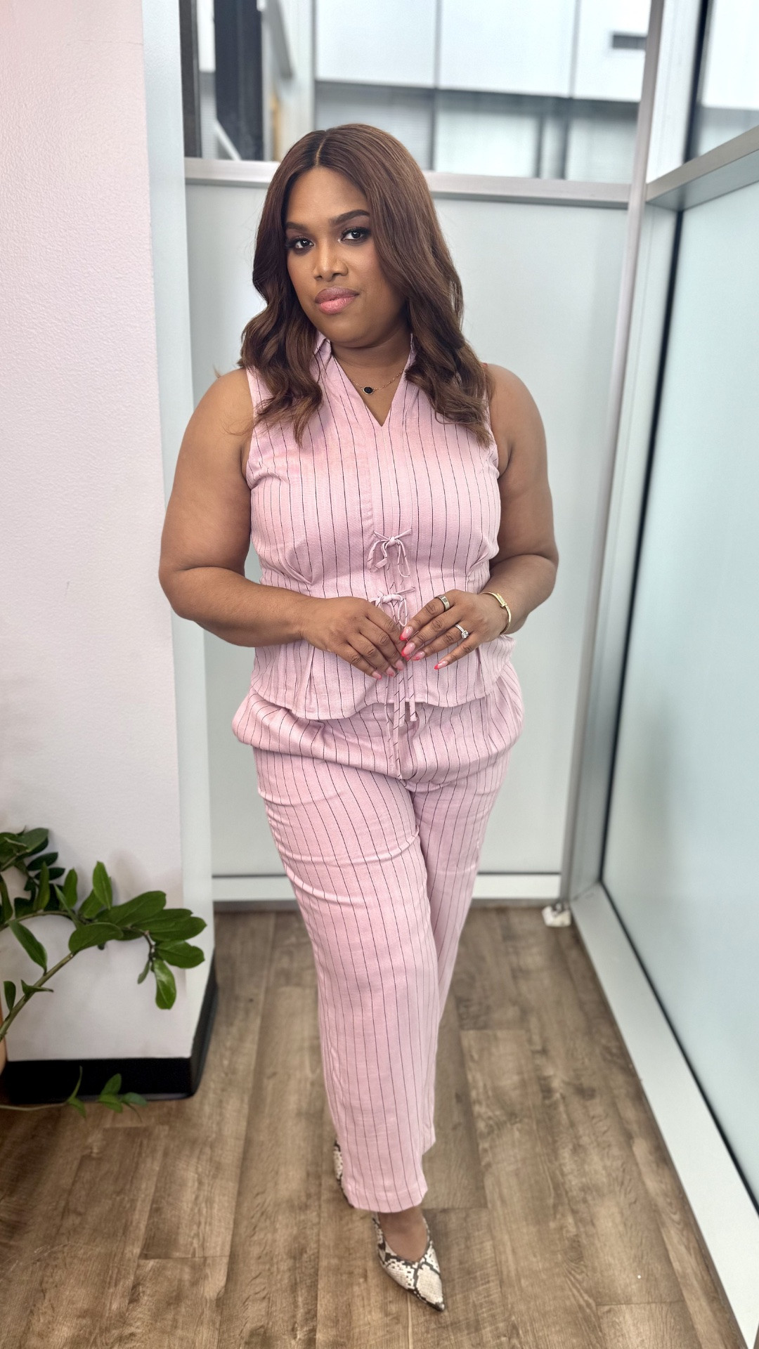 Target Pink Inspired Office Fit 💕
Soft pink, polished details, and a comfy-chic vibe that works from meetings to coffee runs ☕✨ This Target-inspired look is giving feminine boss energy without breaking the budget.

The striped matching set is easy to style, flattering, and perfect for elevating your everyday office wardrobe. Paired with statement heels for that extra touch 👠

Hit the bell in my LTK 🔔 (top right) so you get all the exclusives first!

#LTKootd #LTKActive #LTKWorkwear