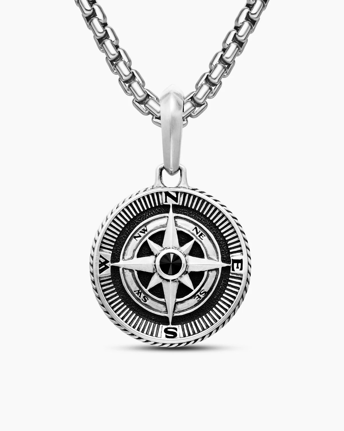 David Yurman | Maritime® Compass Amulet in Sterling Silver with Center Black Diamond, 29.5mm | David Yurman