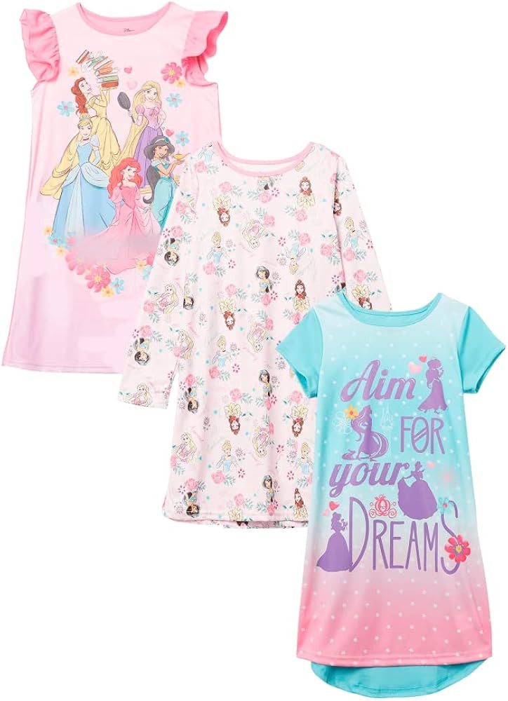 Disney Girls' 3-Pack Nightgowns, Soft & Cute Pajamas for Kids | Amazon (US)