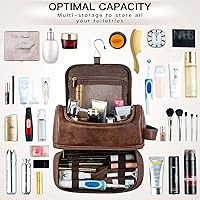 Elviros Toiletry Bag, Mens Leather Travel Organizer Kit with hanging hook, Large Water-resistant ... | Amazon (US)