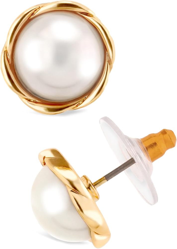 Anne Klein Women's Pearl Stud Earrings, Layered Statement Fashion Jewelry for Everyday and Evenin... | Amazon (US)