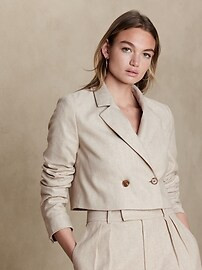 Linen-Cotton Cropped Blazer | Banana Republic Factory