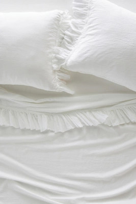 Organic Cotton Spa Sateen Ruffled Sheet Set | Anthropologie (US)