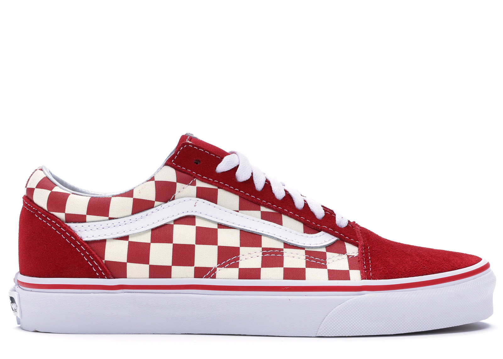 Men's Vans Old Skool Checkerboard Sneakers in Racing Red/White | StockX