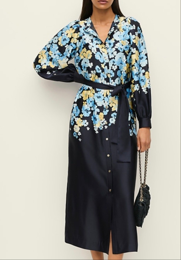 Petite floral satin midi shirtdress for short women. Fall dress.Hey I am 4'11/150cm petite fashion expert and I share style tips and fashion for short women.

#LTKPetite #LTKMidsize