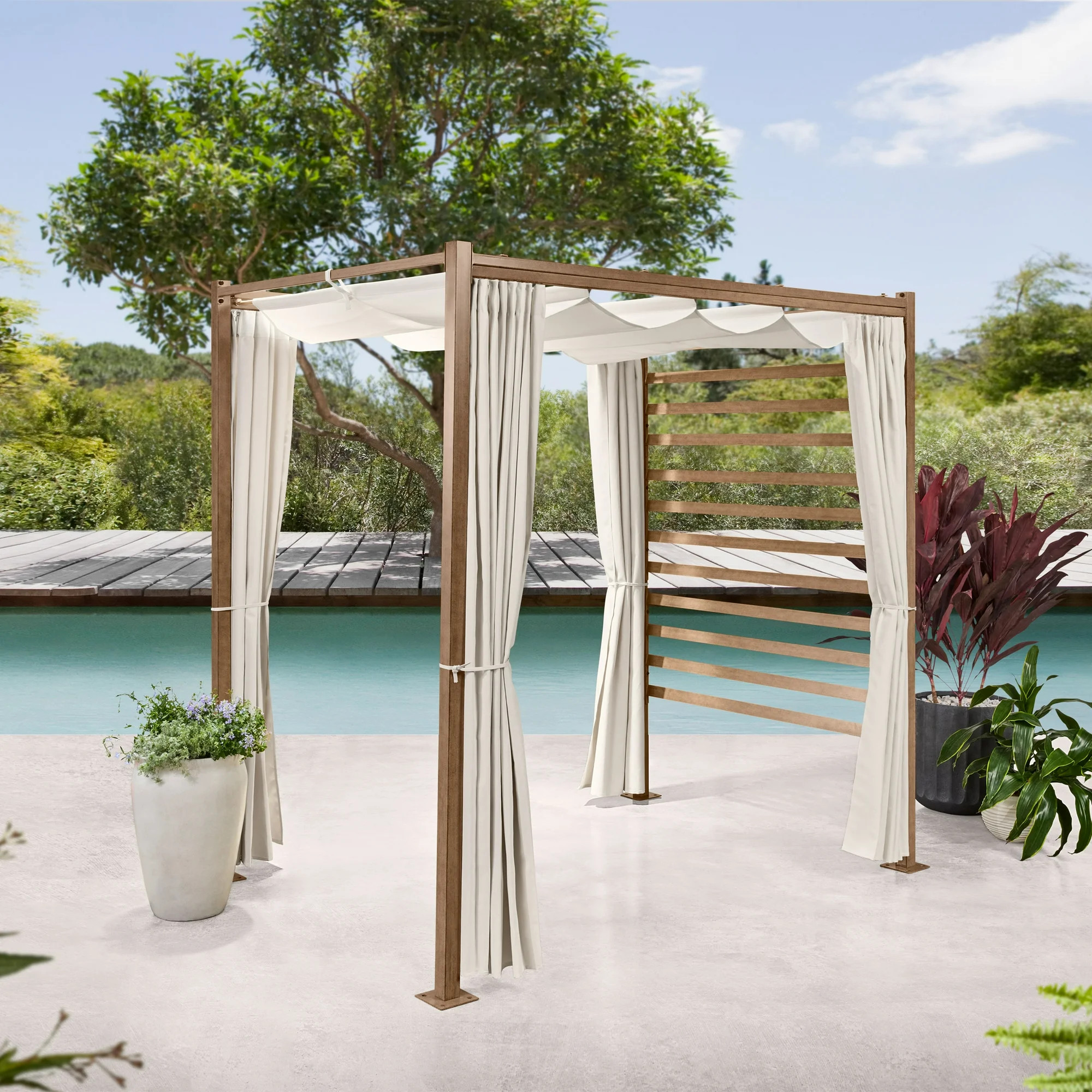Better Homes & Gardens Marlow Pergola Retreat Outdoor Living Privacy Shade Features - 1-Piece Gal... | Walmart (US)
