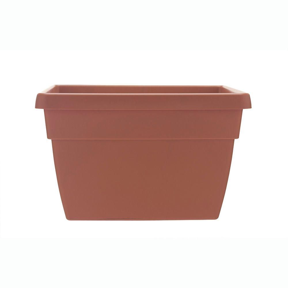 Newbury 12 in. x 15.75 in. Light Terra Poly Railing Planter | The Home Depot