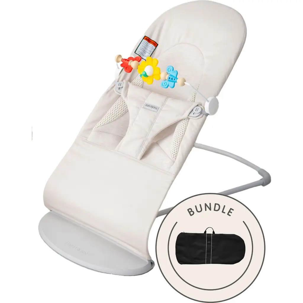 BabyBjörn Bouncer Bliss with Free Flying Friends Toy & Travel Bag in Light Beige at Nordstrom | Nordstrom