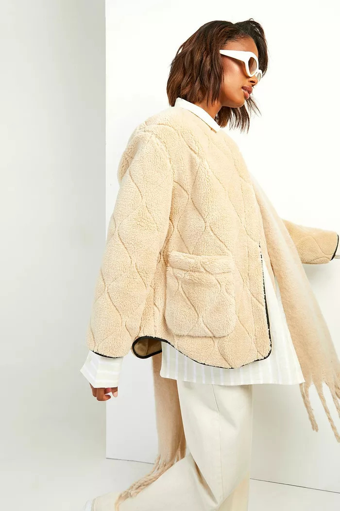 Onion Quilt Faux Fur Teddy Jacket | boohoo (US & Canada)