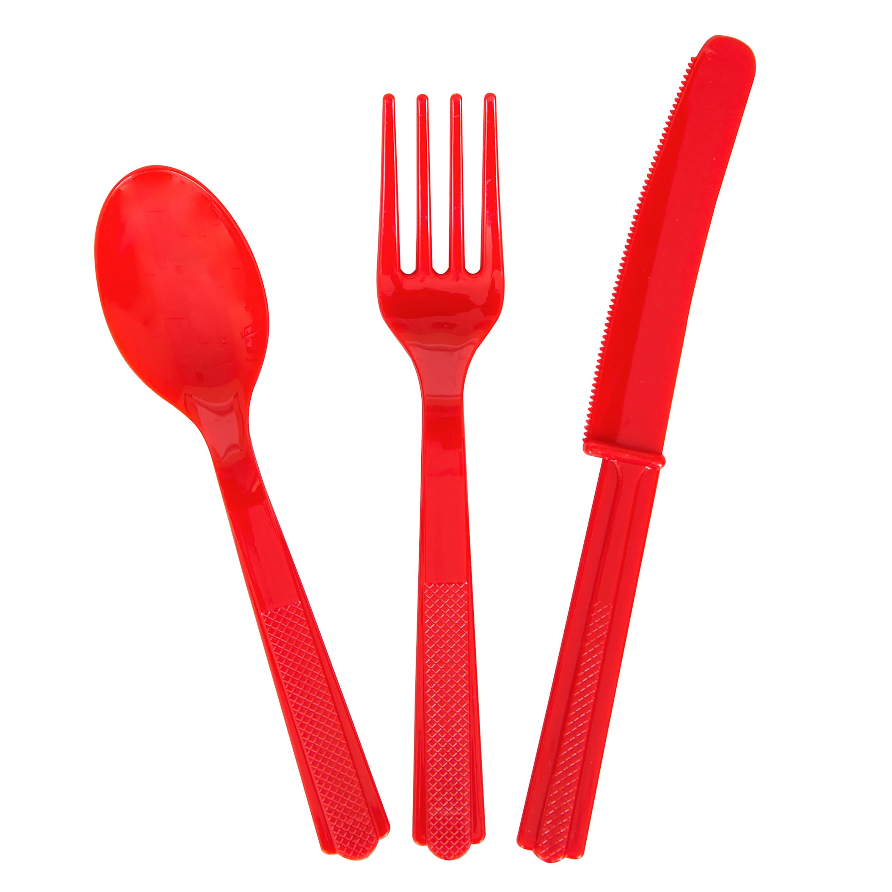 Assorted Plastic Silverware for 8, Ravishing Red, 24pc - Walmart.com | Walmart (US)